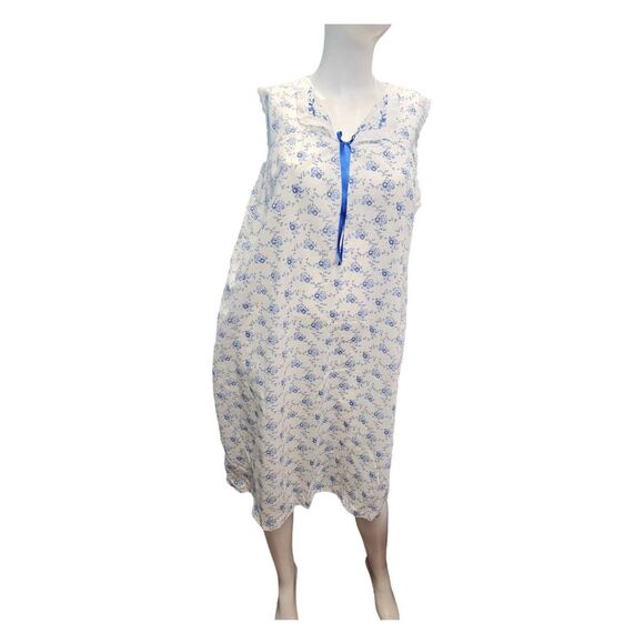 Simply Basic White Polyester/Cotton Floral Nightgown M - Picture 1 of 8